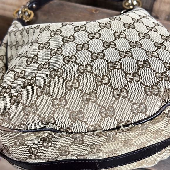 Vintage Gucci Canvas Hobo Bag Purse - Picture 11 of 16